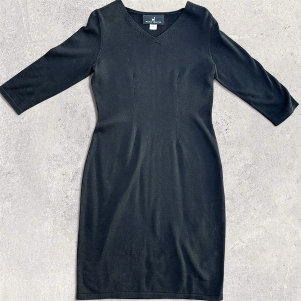 Peruvian Connection Black Small Knit Long Sleeve Dress 100% Cotton Womens Medium